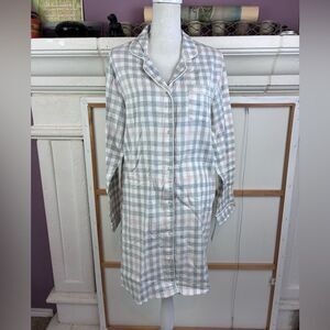 Stars Above NWT lightweight brushed flannel nightie gingham w/ piping